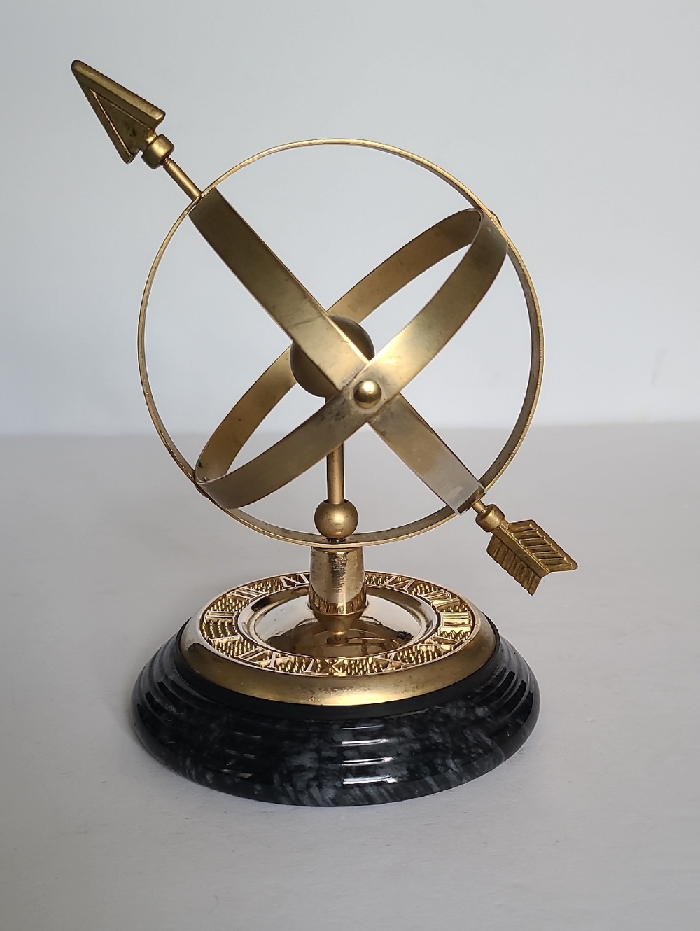Vintage Brass Armillary Globe Sundial Accent